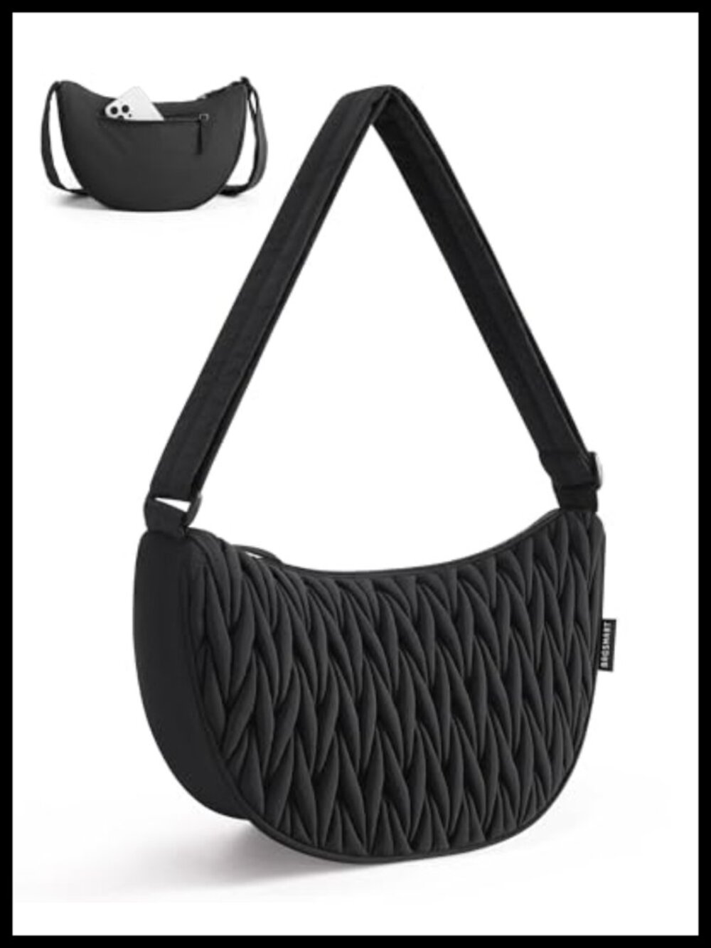 Quilted Crossbody Hobo Bag with Adjustable Strap